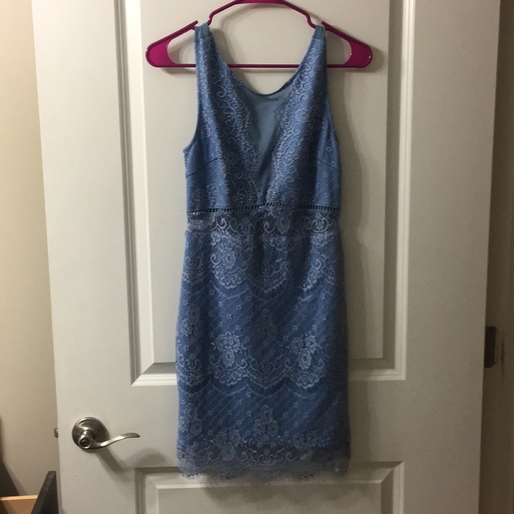 Sheer lacy blue dress